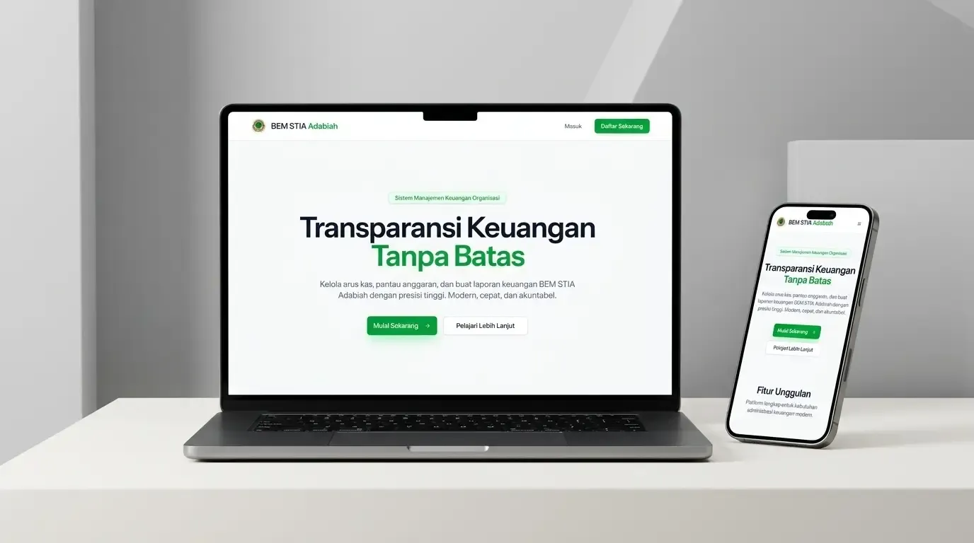 Tangkapan layar Aplikasi Keuangan BEM STIA Adabiah